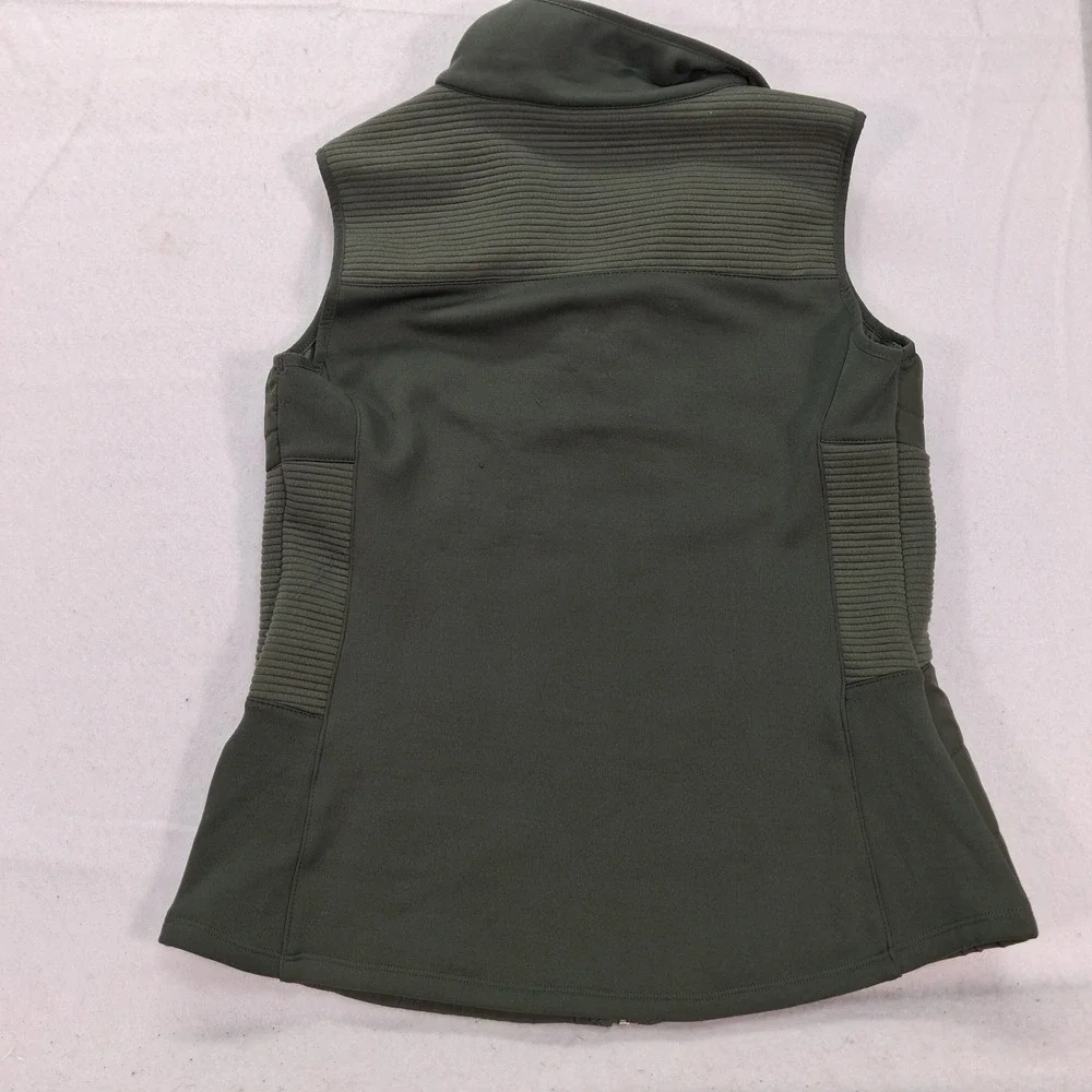 Tek Gear Vest Womens L Olive Green Quilted Ribbed Mixed Media EUC